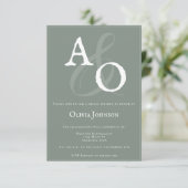 Minimalistisches Monogramm-Brautparty für Sage Gre Einladung (Stehend Vorderseite)