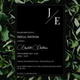 Minimalistisches Monogramm-Brautparty | Schwarz Einladung