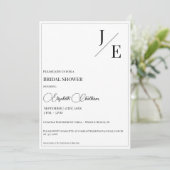 Minimalistisches Monogramm-Brautparty | Weiß Einladung (Stehend Vorderseite)
