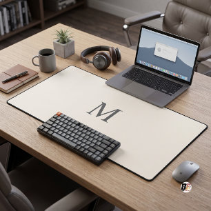 Minimalistisches Monogramm Buchstabe M Beige Schreibtischunterlage