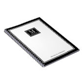 Minimalistisches Monogramm Chic Doppelrand Schwarz Notizblock (Rechte Seite)