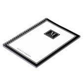 Minimalistisches Monogramm Chic Doppelrand Schwarz Notizblock (Linke Seite)