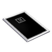 Minimalistisches Monogramm-Chic-Doppelrand Schwarz Notizblock (Rechte Seite)