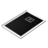 Minimalistisches Monogramm-Chic-Doppelrand Schwarz Notizblock (Linke Seite)