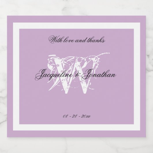 Minimalistisches Monogramm, Chic Script Elegante M Schaumweinetikett (Einzelnes Label)