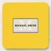 Minimalistisches Monogramm Deep Lemon Background Getränkeuntersetzer (Vorderseite)