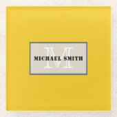 Minimalistisches Monogramm Deep Lemon Background Glasuntersetzer (Vorderseite)