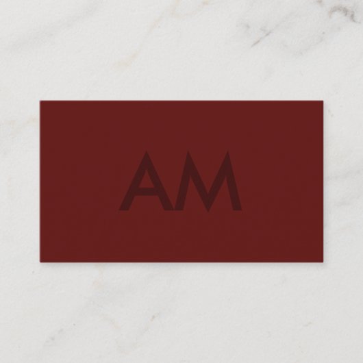 Minimalistisches Monogramm Deep Red Visitenkarte (Vorderseite)