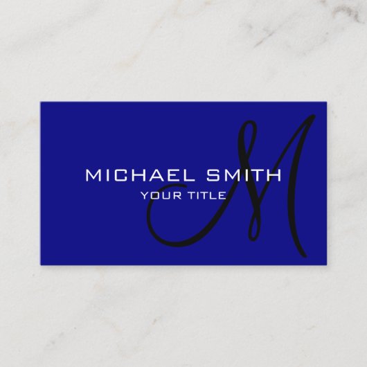 Minimalistisches Monogramm der Beruflichen Marine Visitenkarte (Vorderseite)