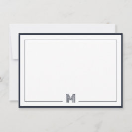 Minimalistisches Monogramm-Doppelrand-Schreibwaren Mitteilungskarte