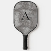 Minimalistisches Monogramm dunkelgraues Holzkörnch Pickleball Schläger (Rückseite)