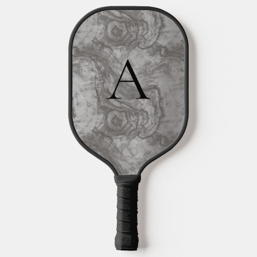 Minimalistisches Monogramm dunkelgraues Holzkörnch Pickleball Schläger (Rückseite)