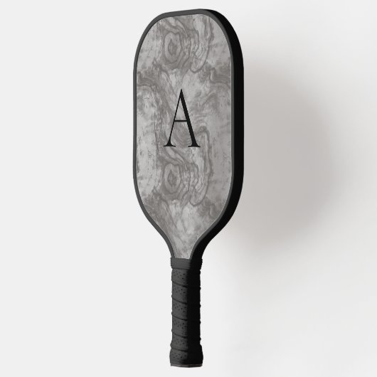 Minimalistisches Monogramm dunkelgraues Holzkörnch Pickleball Schläger (Links)