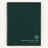 Minimalistisches Monogramm dunkelgrün Notizblock (Vorderseite)