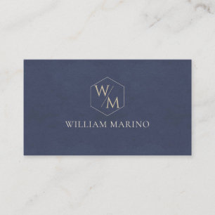 Minimalistisches Monogramm Dunkles Navyblau Visitenkarte