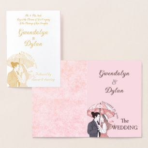 Minimalistisches Monogramm eleganter rosa Paar Reg Folienkarte