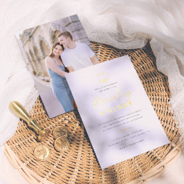 Minimalistisches Monogramm Elegantes Foto Feierlic Folieneinladung