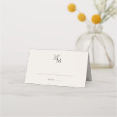Minimalistisches Monogramm Elfenbein Editoriale Ho Platzkarte (Vorderseite)