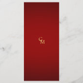 Minimalistisches Monogramm - Essen wir Red & Gold Menükarte (Rückseite)