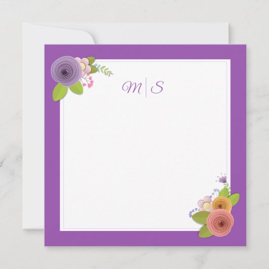 Minimalistisches Monogramm Floral Wreath Personali Dankeskarte (Vorderseite)