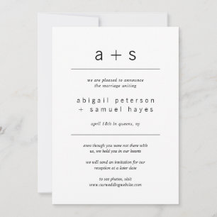 Minimalistisches Monogramm Foto Hochzeitsfeiern Ankündigung
