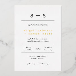 Minimalistisches Monogramm Foto Moderne Hochzeit Folieneinladung