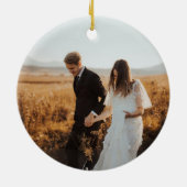 Minimalistisches Monogramm Foto New Holiday Keramik Ornament (Hinten)