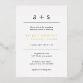 Minimalistisches Monogramm Foto Polterabend Gold Folieneinladung (Vorderseite)