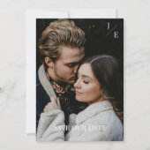 Minimalistisches Monogramm-Foto Save The Date (Vorderseite)