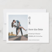 Minimalistisches Monogramm-Foto Save The Date (Vorderseite)