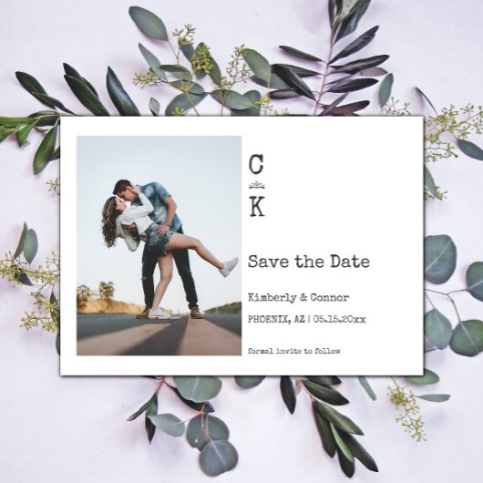 Minimalistisches Monogramm-Foto Save The Date