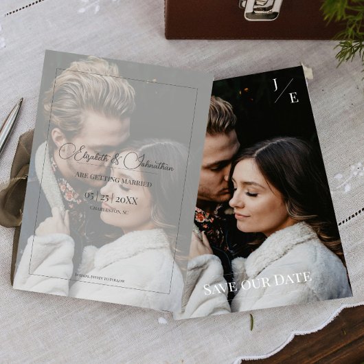 Minimalistisches Monogramm-Foto Save The Date
