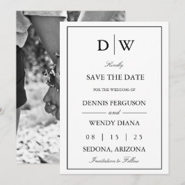 Minimalistisches Monogramm-Foto Save The Date