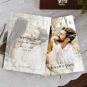 Minimalistisches Monogramm-Foto | Schwarz Save The Date