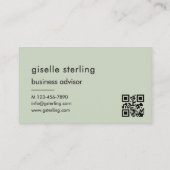 Minimalistisches Monogramm für den grünen QR-Code Visitenkarte (Rückseite)