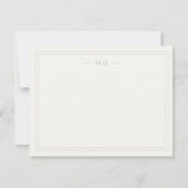 Minimalistisches Monogramm für Elfenbein und Rose Mitteilungskarte (Vorderseite)