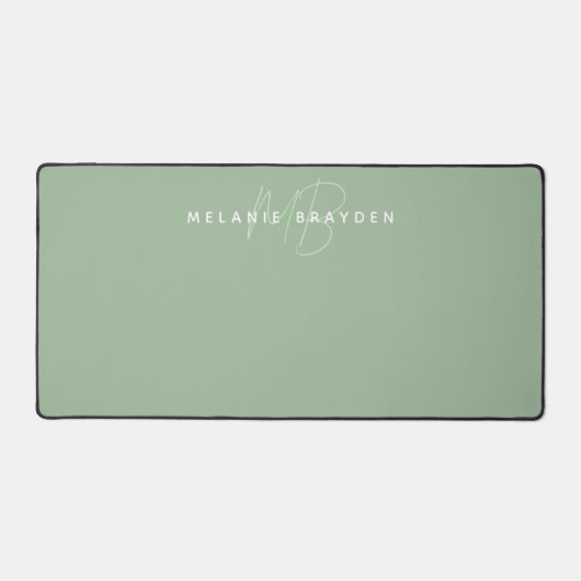 Minimalistisches Monogramm für Sage Green Schreibtischunterlage (Vorderseite)