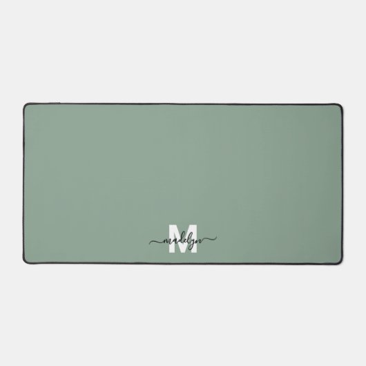 Minimalistisches Monogramm für Sage Green Schreibtischunterlage (Vorderseite)