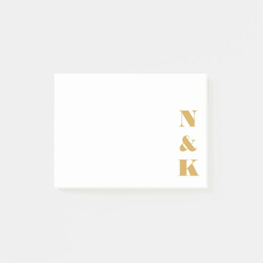 Minimalistisches Monogramm Gelb und Weiß Post-it Klebezettel (Vorderseite)