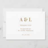 Minimalistisches Monogramm-Gold Dankeskarte (Vorderseite)