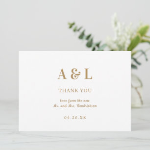 Minimalistisches Monogramm-Gold Dankeskarte