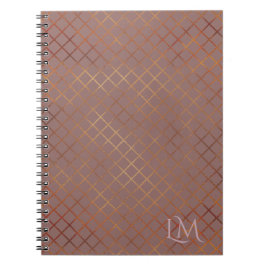 Minimalistisches Monogramm Gold & Dunkelrosé Taupe Notizblock