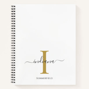 Minimalistisches Monogramm Gold Grau Schrift Name Notizblock