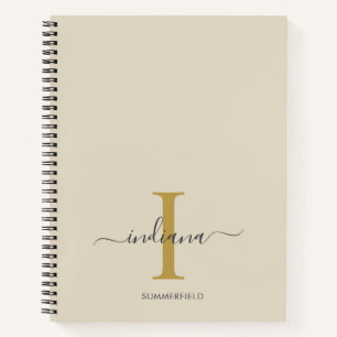 Minimalistisches Monogramm Gold Grau Schriftname Notizblock