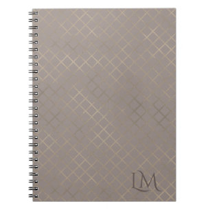 Minimalistisches Monogramm Gold & Hellbraun Notizblock