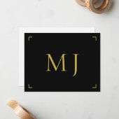 Minimalistisches Monogramm-Gold Mitteilungskarte (Vorderseite/Rückseite Beispiel)