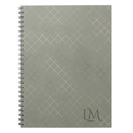 Minimalistisches Monogramm Gold & Oliv-Taupe  Notizblock