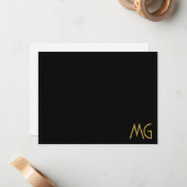 Minimalistisches Monogramm Gold Schwarz Initialen Mitteilungskarte (Vorderseite/Rückseite Beispiel)