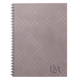 Minimalistisches Monogramm Gold & Tulpe Taupe Notizblock