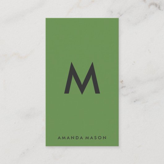 Minimalistisches Monogramm Grau grün Visitenkarte (Vorderseite)